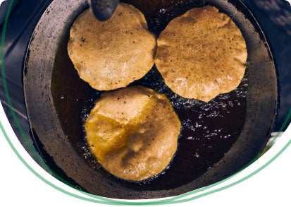 Food cooking in oil
